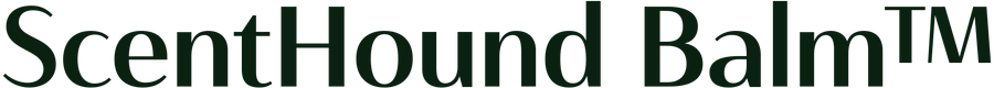 Text 'ScentHound Balm TM' in black on a white background